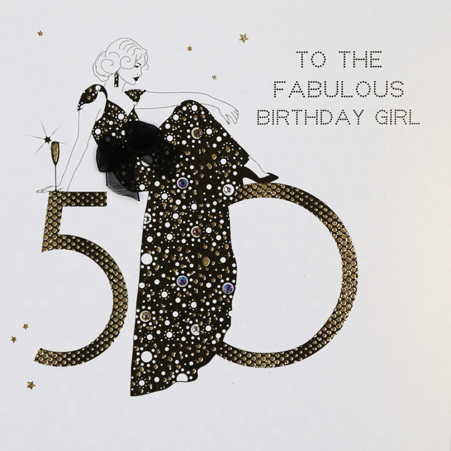 Fabulous Birthday Girl - Handmade 50th Birthday Card - AG15 - Tilt Art