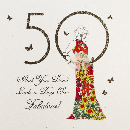 Don't Look a Day Over Fabulous !  -  Handmade 50th Birthday Card  -  MB27