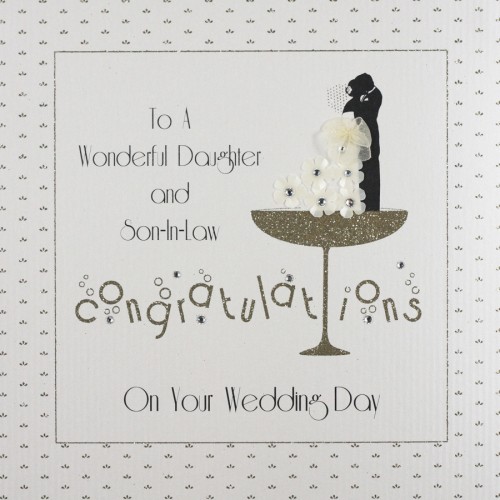 To A Wonderful Daughter & Son-In-Law  -  Large Handmade Wedding Card  -  GA44