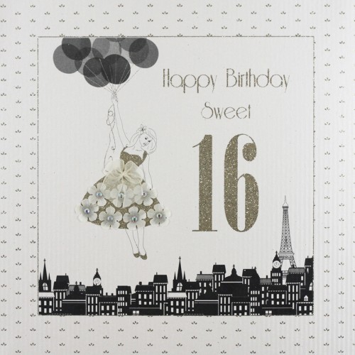 Happy Birthday Sweet 16  -  Large Handmade Birthday Card  -  GA49