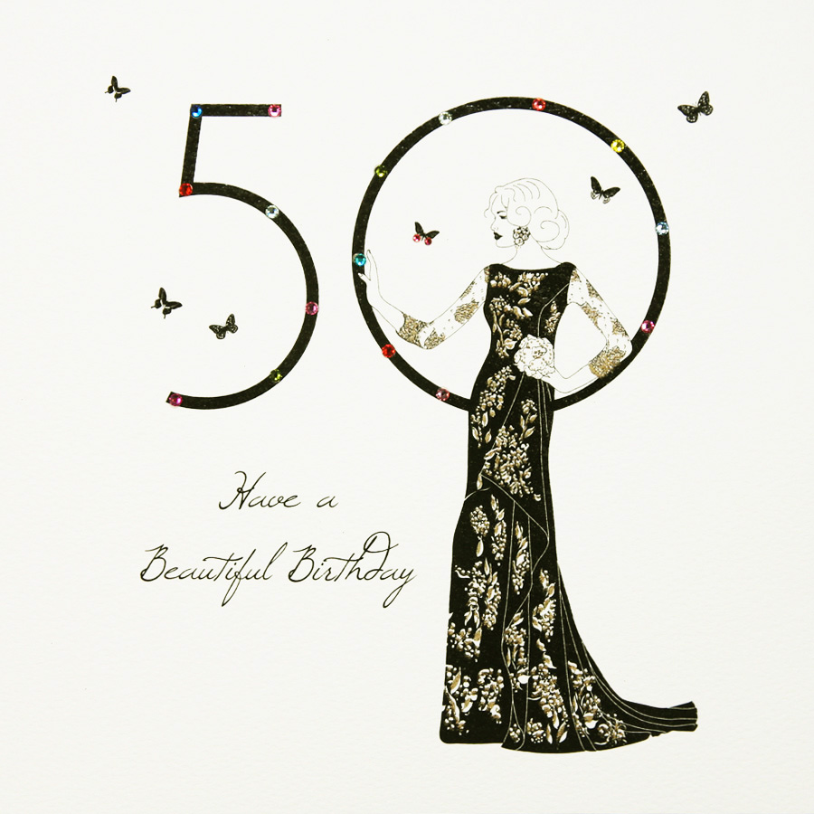 Have A Beautiful Day - Large Handmade 50th Birthday Card - SL5 - Tilt Art