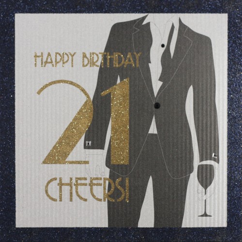 Happy Birthday  21  -  Handmade 21st Birthday Card  -  TUX1