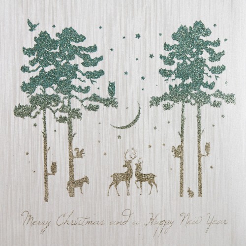 Merry Christmas / New Year Forest  - Boxed Christmas Cards  ( 6 Per Box )  OMB3