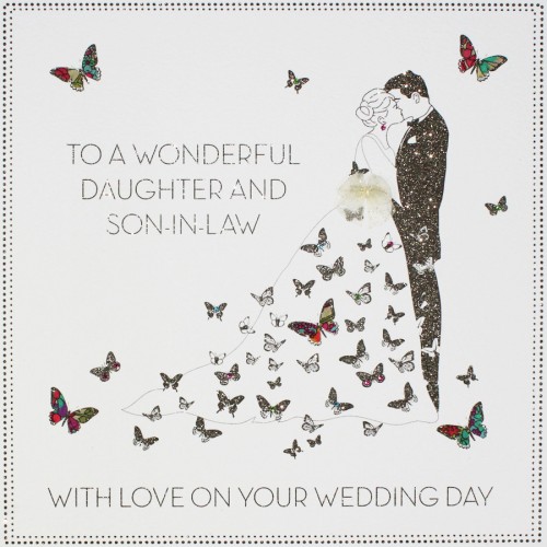 To A Wonderful Daughter & Son-In-Law  -  Large Handmade Wedding Card  -  BLY27