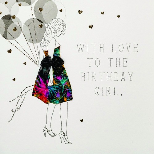 With Love To The Birthday Girl  -  Handmade Open Birthday  Card  -  RB33