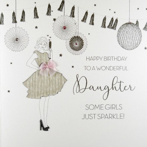 To A Wonderful Daughter / Sparkle  -  Large Handmade Birthday Card  -  RAD9