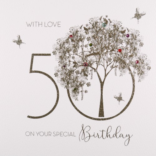 With Love On Your Special Birthday   -  Handmade 50th Birthday Card  -  GS20