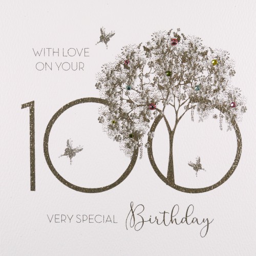 With Love On Your Very Special Birthday   -  Handmade 100th Birthday Card  -  GS28