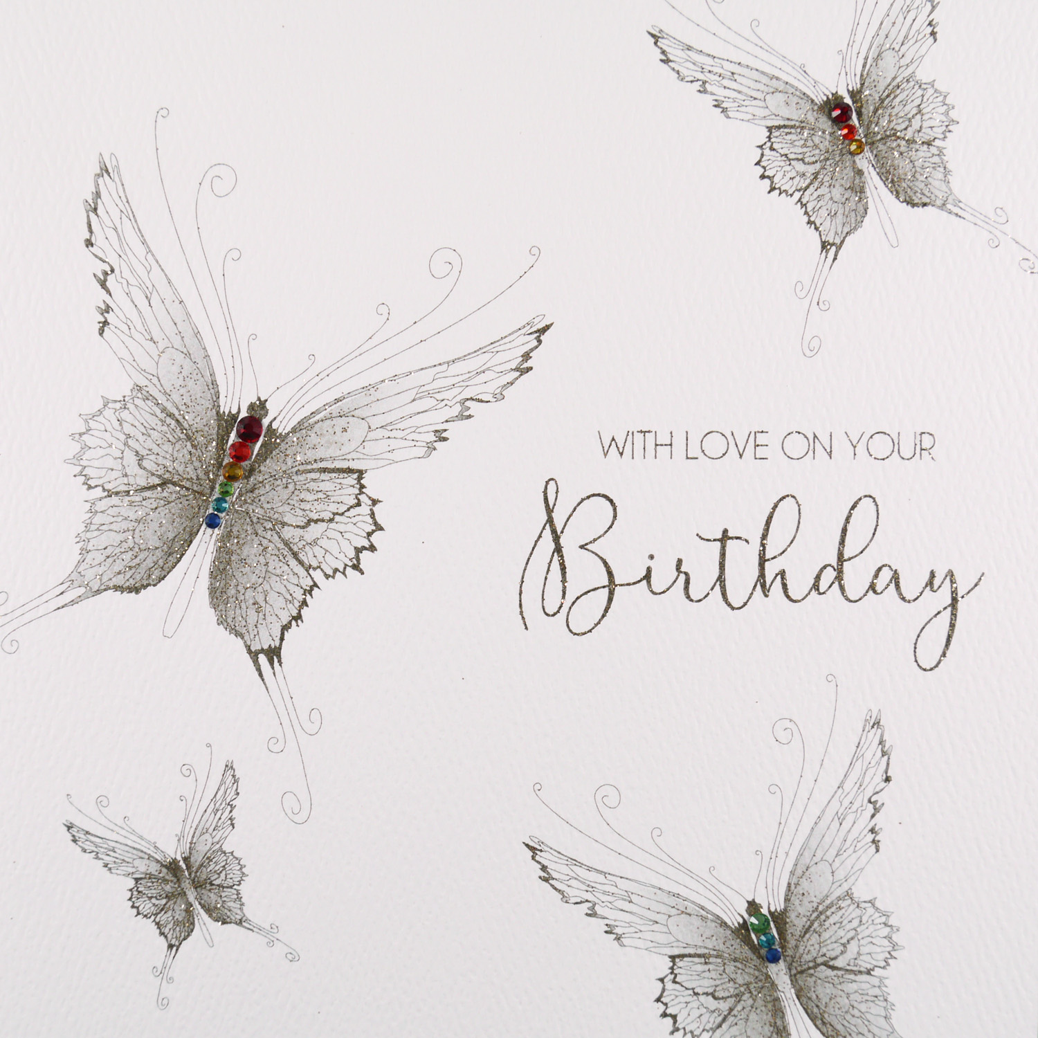 With Love On Your Birthday Butterflies Handmade Open Birthday Card