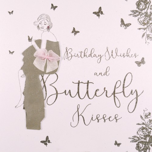 Birthday Wishes & Butterfly Kisses -  Handmade Open Birthday Card  -  RM7