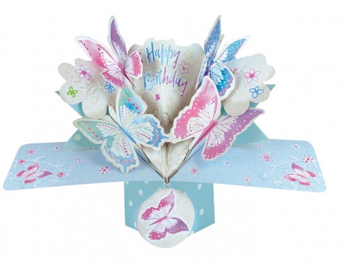 Butterflies   -  Open Birthday Pop Up Card -  POP130