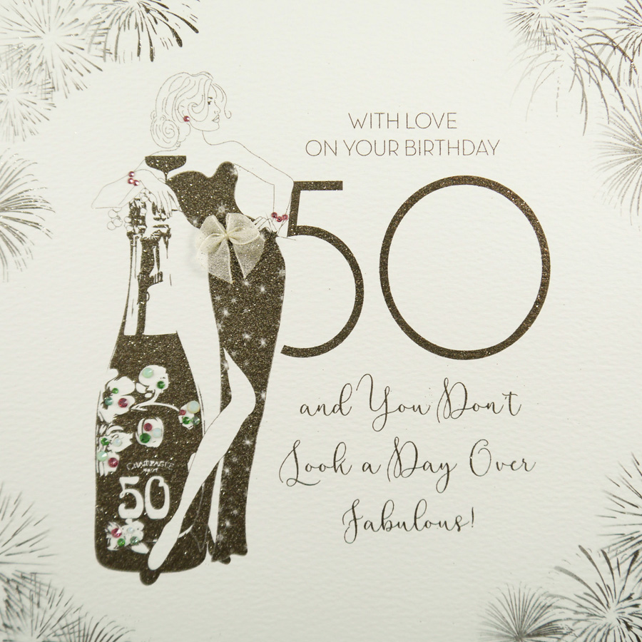 You Don't Look a Day Over Fabulous - Large Handmade 50th Birthday Card ...