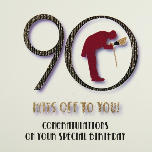 Hat's Off To You   -  Large Handmade 90th Birthday Card  /  MRM13