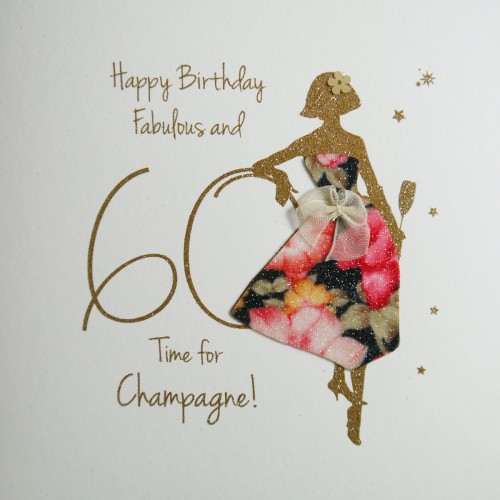 Fabulous and 60 Time For Champagne !  -  Handmade  Birthday Card  /  NE34