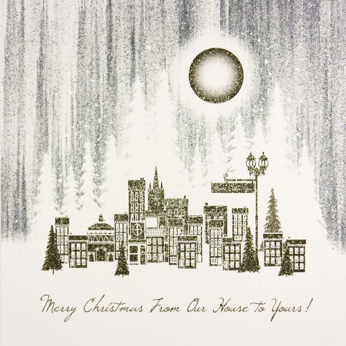 Merry Christmas From Our House To Yours  - Boxed Christmas Cards  ( 6 Per Box )  / TCFB2